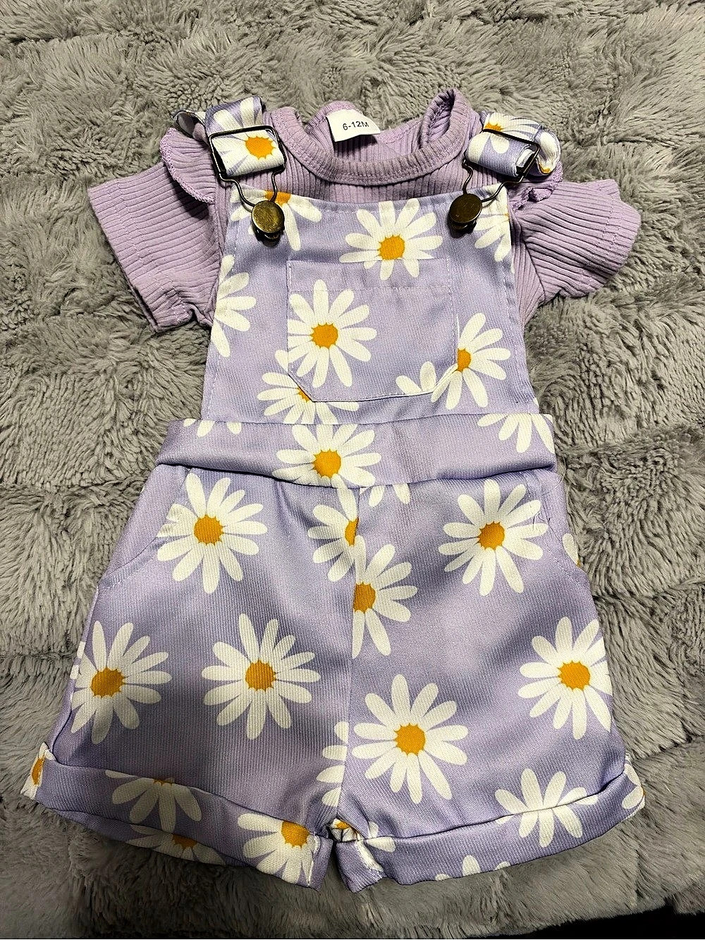 Baby Floral Romper Purple White Size 6-12M Like New
